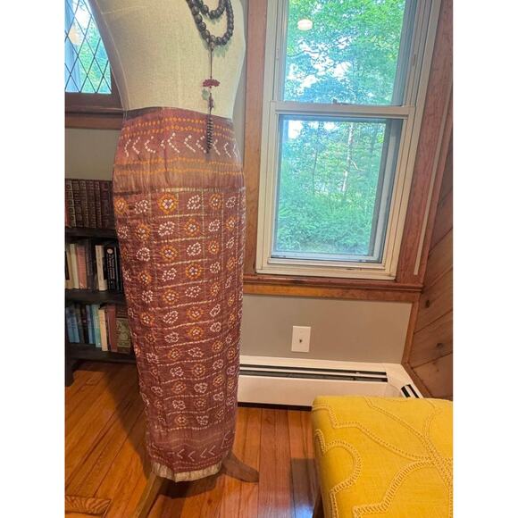 VINTAGE Handmade Indian Sari Style 100% Silk Skirt - Picture 5 of 10